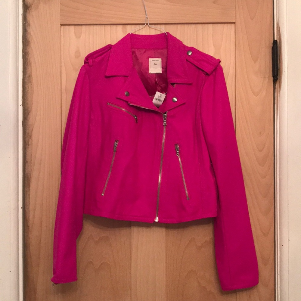 Hot pink biker jacket